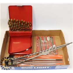FLAT FULL OF ASSORTED DRILL BITS