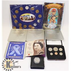 LOT OF 9 VARIOUS COIN & MEDALLION SETS.