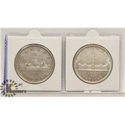 1936 & 1939 SILVER CANADIAN ONE DOLLAR COINS.