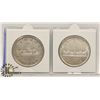 Image 1 : 1936 & 1939 SILVER CANADIAN ONE DOLLAR COINS.