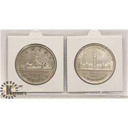 1936 & 1939 SILVER CANADIAN ONE DOLLAR COINS.