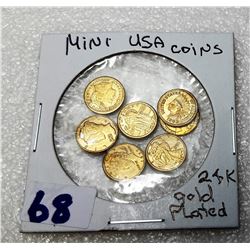 6)  LOT OF 7 MINI USA 24K GOLD PLATED