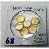 Image 1 : 6)  LOT OF 7 MINI USA 24K GOLD PLATED