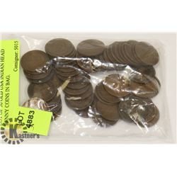 LOT OF 50 OLD USA INDIAN HEAD PENNY COINS IN BAG.