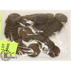LOT OF 50 OLD USA INDIAN HEAD PENNY COINS IN BAG.