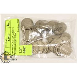LOT OF 40 OLD USA LIBERTY NICKELS COINS IN BAG.