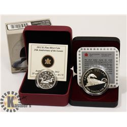 LOT OF 2 SILVER CANADIAN $1 DOLLAR COINS IN CASES