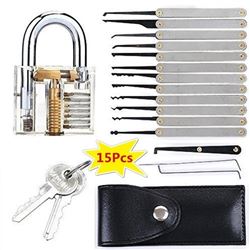 15 PC LOCK PICK KIT WITH CLEAR PRACTICE LOCK