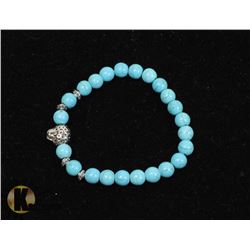 #70-BLUE TURQUOISE BEAD BRACELET  8mm/7.5"