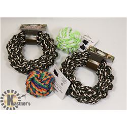 4 NEW BRAIDED ROPE DOG TOYS