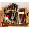 Image 1 : BOX OF CANDLES AND CANDLE HOLDERS