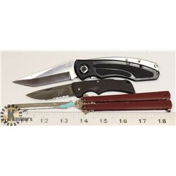 LOT OF 3 FOLDING KNIVES INC GERBER -BEAR USA