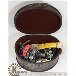 STORAGE BOX WITH 20 WATCHES, ALL WORKING