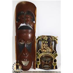 2 AFRICAN MASKS, 24" AND 12"