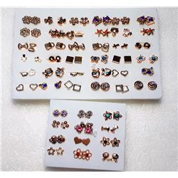 1)  LOT OF 48 GOLD TONE AND CRYSTAL