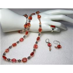 14)  SUITE OF PINK, CORAL AND SILVER