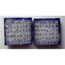 2) LOT OF 48 SILVER TONE AND CRYSTAL