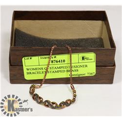 WOMENS QJ STAMPED DESIGNER BRACELET STAMPED BRASS