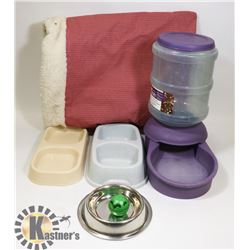 FLAT OF ASSORTED PET FEEDING DISHES AND MORE