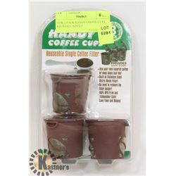 NEW 3 PACK HANDY COFFEE CUPS REUSABLE SINGLE