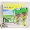 Image 1 : NEW 2 PACK SALAD TO GO TRAVEL SALAD CONTAINERS
