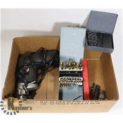 BLACK & DECKER DRILL WITH ASSORTED BITS.