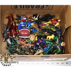 BOX OF ASSORTED MINI ACTION FIGURES.