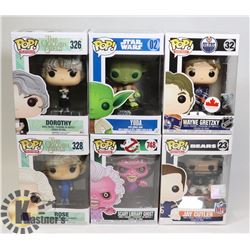 LOT OF 6 ASSORTED FUNKO POP VINYL FIGURES.