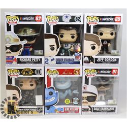 LOT OF 6 ASSORTED FUNKO POP VINYL FIGURES.