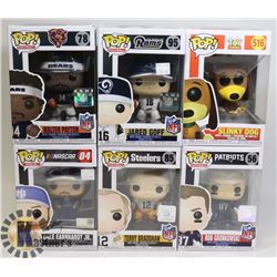 LOT OF 6 ASSORTED FUNKO POP VINYL FIGURES.