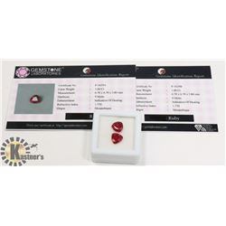 #55-RED RUBY MATCHING PAIR  GEMSTONE 3.20CT