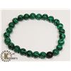 Image 1 : #3-MALACHITE & BLACK MATTE  BEAD BRACELET 7.5"/8M