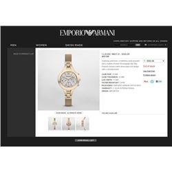 NEW EMPORIO ARMANI TRIPLE CHRONO GOLD TONE WATCH MSRP $502