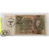 Image 1 : GERMAN NAZI BANK NOTE STAMPED 12 SS DYV HITLER
