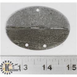 GERMAN NAZI DOG TAG SS TOTENKOPF PANZ REG 3.