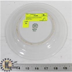 GERMAN NAZI PLATE WITH SWAZTIKA ON BACK