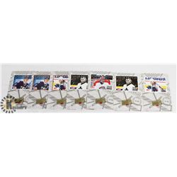 SET OF 7 HOCKEY COLLECTIBLE CARDS WITH NHL STAMPS