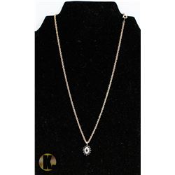 10K GOLD SAPPHIRE NECKLACE.