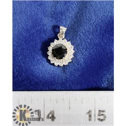 .925 SILVER BLACK STONE PENDANT.