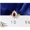 CUBIC ZIRCONIA & RUBY RING SIZE 7.