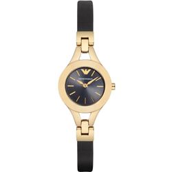 NEW EMPORIO ARMANI GOLD TONE LEATHER BAND WATCH