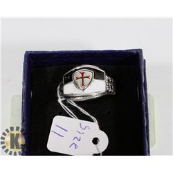 MENS STERLING SILVER KNIGHTS TEMPLAR SIZE 11 RING.