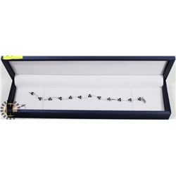 10K WHITE GOLD SAPPHIRE BRACELET SET WITH