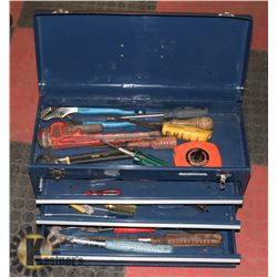 BLUE MASTERCRAFT 3 DRAWER TOOL BOX W/ TOOLS