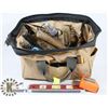 Image 1 : BROWN CANVAS TOOL BAG FULL OF TOOLS
