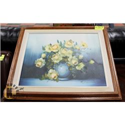 SIGNED FRAMED FLORAL PAINTING.