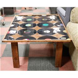 CUSTOM MADE VINYL RECORD TOP COFFEE TABLE 50"X37".