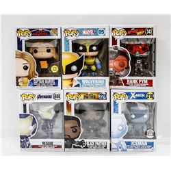 LOT OF 6 ASSORTED FUNKO POP VINYL FIGURES.