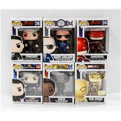 LOT OF 6 ASSORTED FUNKO POP VINYL FIGURES.