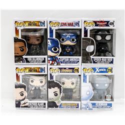 LOT OF 6 ASSORTED FUNKO POP VINYL FIGURES.